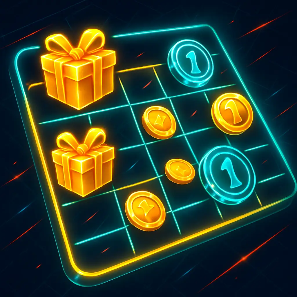 PlayBaze Aktionskalender – leuchtendes Kalenderraster mit Geschenken und Münzen