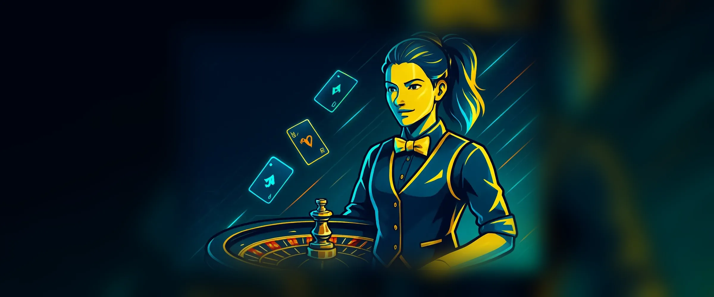 PlayBaze Live-Casino – Dealerin am Roulette-Tisch im Neon-Studio